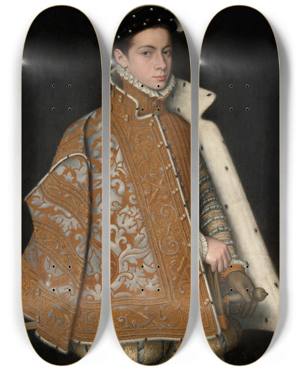 Triptych art skateboard deck of Sofonisba Anguissola Portrait Of Prince Alessandro Farnese 15451592 Later Duke Of Parma And Piacenza by Sofonisba Anguissola (1530-1625)