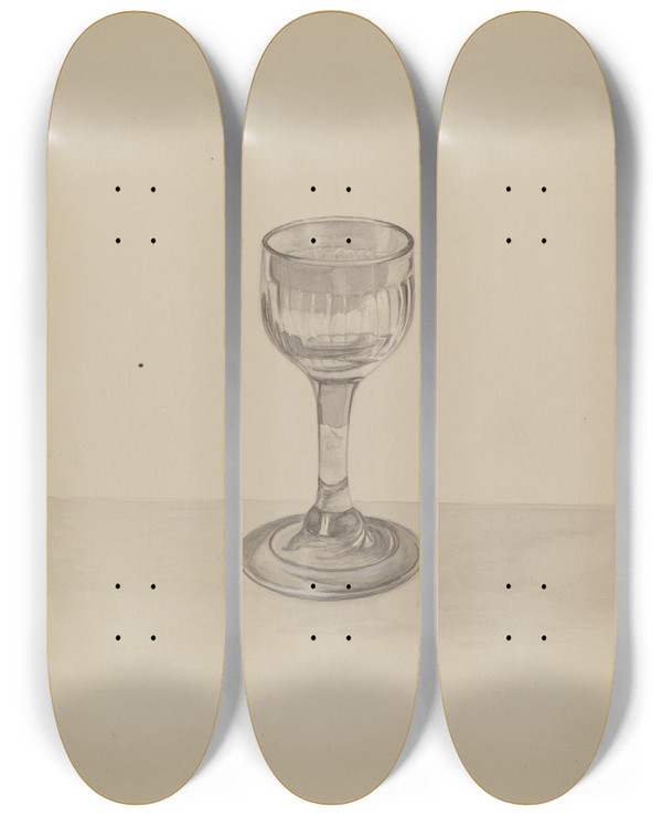Triptych art skateboard deck of Gertrude Lemberg Glass by Gertrude Lemberg (20-)