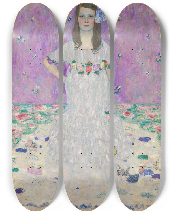 Triptych art skateboard deck of Gustav Klimt Mda Primavesi by Gustav Klimt (1862-1918)