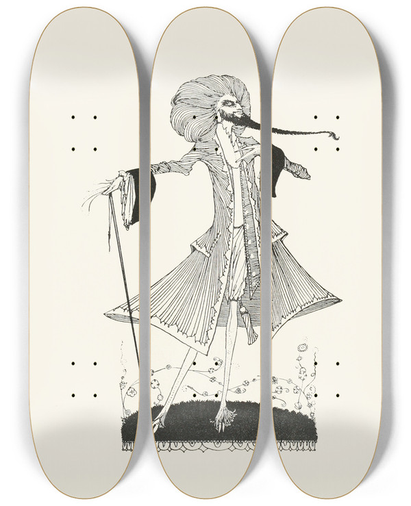 Triptych art skateboard deck of Harry Clarke Blue Beard by Harry Clarke (1889-1931)