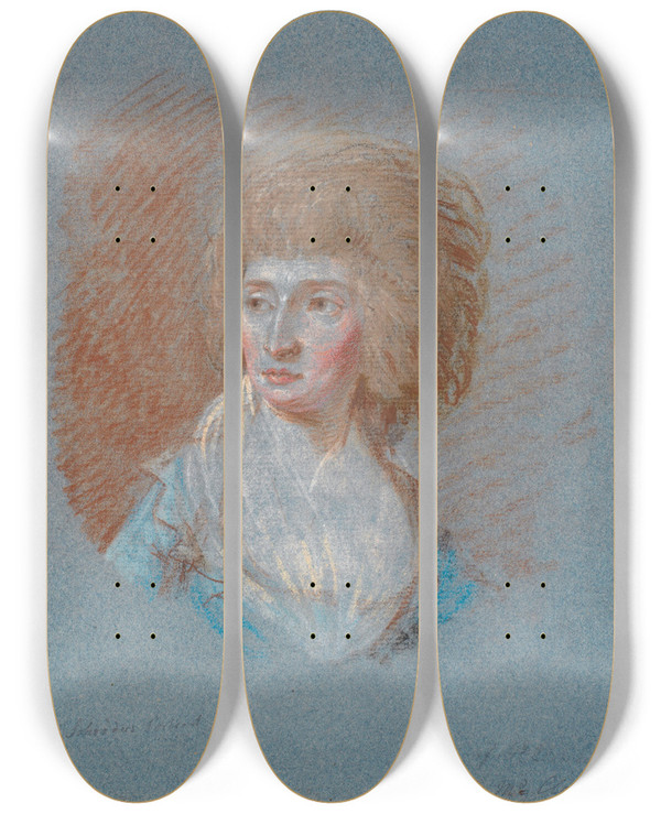 Triptych art skateboard deck of Marie Jeanne Clemens Portrt Af Madame Schrder by Marie Jeanne Clemens (1755-1791)