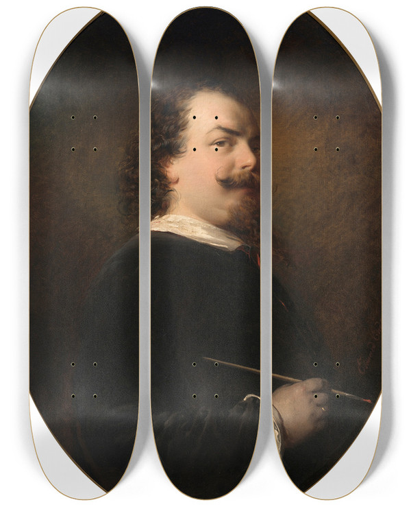 Triptych art skateboard deck of Eduard Ender Selfportrait by Eduard Ender (1822-1883)