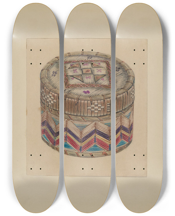 Triptych art skateboard deck of Michael Trekur Basket_1 by Michael Trekur