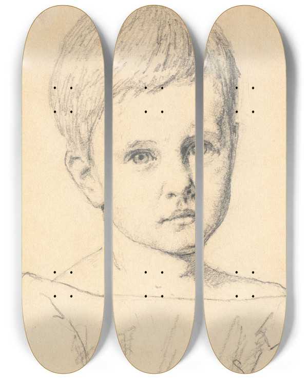 Triptych art skateboard deck of Christen Kbke Portrt Af Sophie Frimodt Som Barn_1 by Christen Kobke (1810-1848)