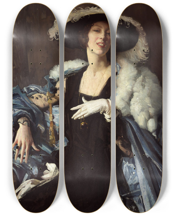 Triptych art skateboard deck of George Washington Lambert The White Glove by George Washington Lambert (1873-1930)