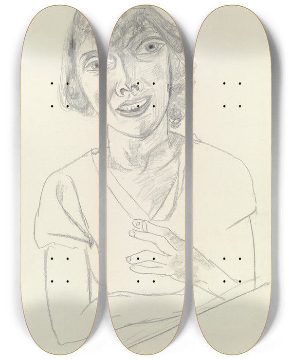 Triptych art skateboard deck of Max Beckmann Sarika Ii by Max Beckmann (1884-1950)