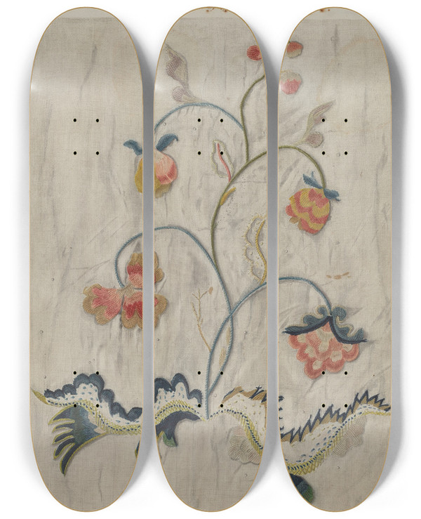 Triptych art skateboard deck of Mildred E Bent Bedspread Detail_3 by Mildred E Bent