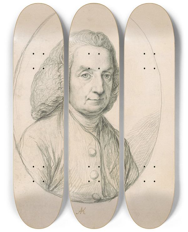 Triptych art skateboard deck of Angelica Kauffmann Judge George Robert Hellen 17251793 by Angelica Kauffmann (1741-1807)