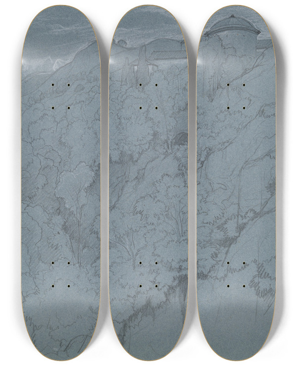 Triptych art skateboard deck of Franois Edouard Bertin Saintsauveur by Francois Edouard Bertin (1797-1871)