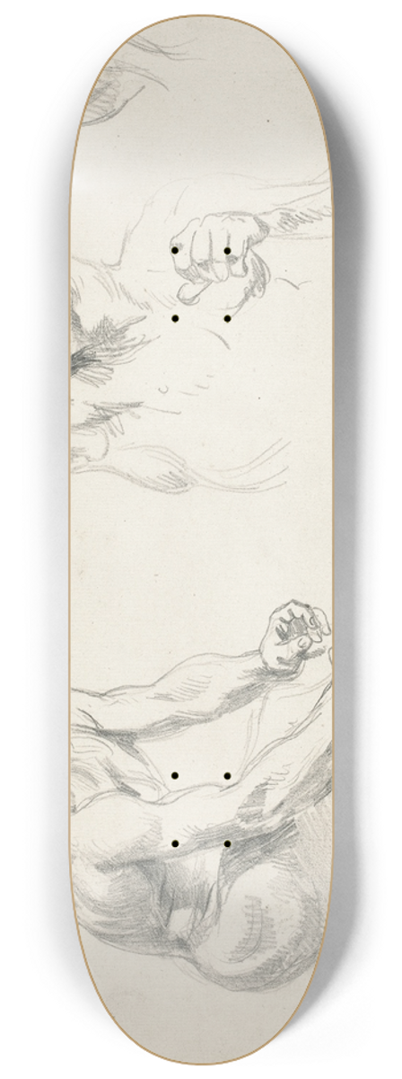 Eugne Delacroix - Male Nude Posing for Figures in the Frise de la Guerre 8.25 inch art skate deck