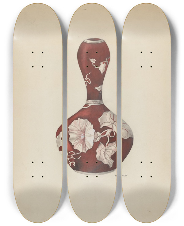 Triptych art skateboard deck of Madeline Arnold Vase by Madeline Arnold