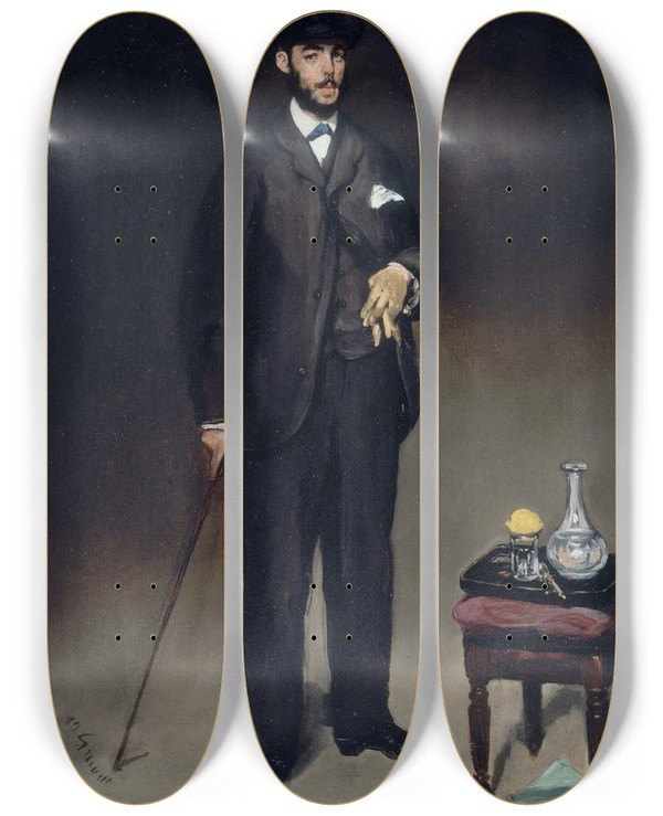 Triptych art skateboard deck of Douard Manet Portrait De Thodore Duret by douard Manet (1832-1883)