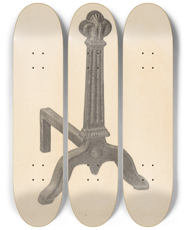Triptych art skateboard deck of Jack Staloff Andiron One Of Pair_8 by Jack Staloff