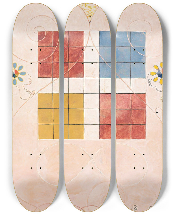 Triptych art skateboard deck of Hilma Af Klint The Ten Largest No 10 Old Age by Hilma af Klint (1862-1944)