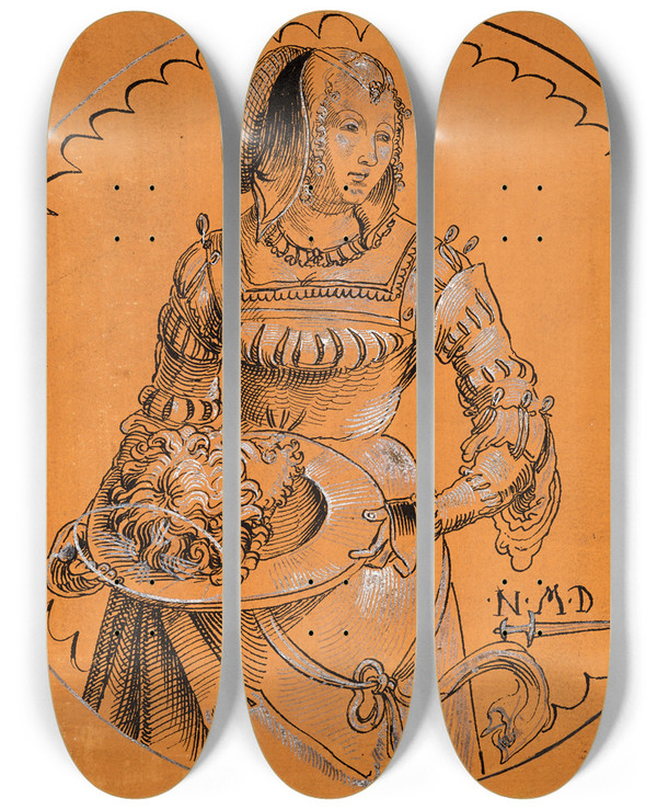 Triptych art skateboard deck of Niklaus Manuel Salome by Niklaus Manuel (1484-1530)