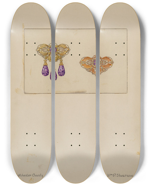 Triptych art skateboard deck of William P Shearwood Brooch_2 by William P Shearwood