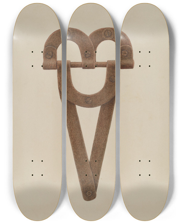 Triptych art skateboard deck of Earl Butlin Hinge by Earl Butlin