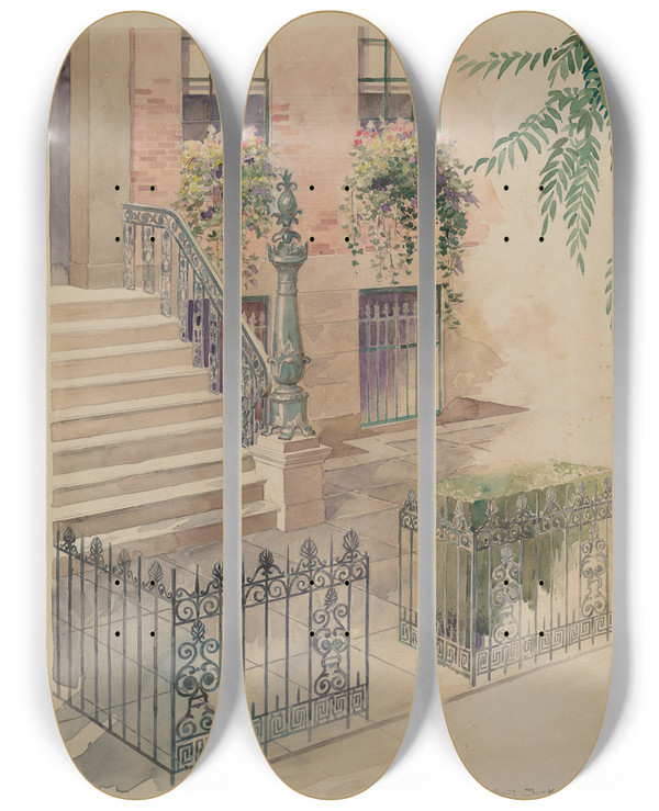 Triptych art skateboard deck of Gilbert Sackerman Balcony by Gilbert Sackerman (20-)