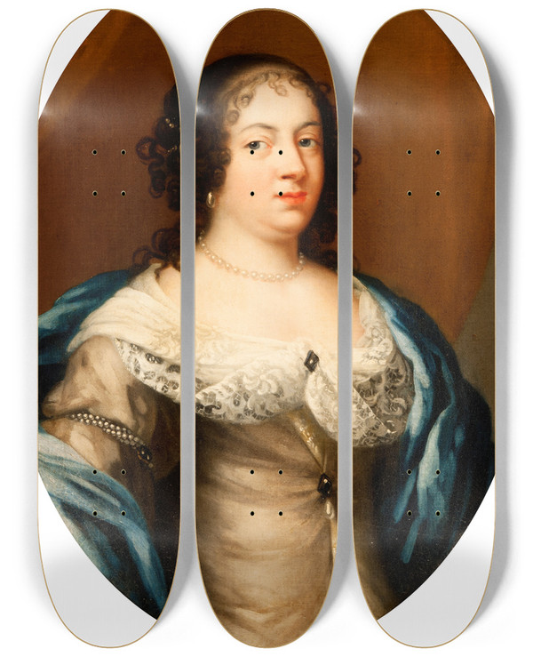 Triptych art skateboard deck of Martin Mytens Portrait Of A Lady by Martin Mytens (1695-1770)