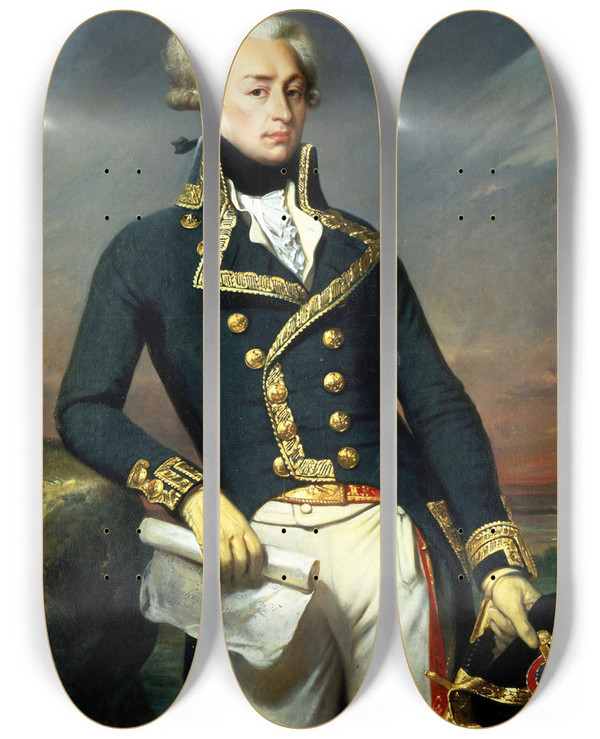 Triptych art skateboard deck of Josephdsir Court Portrait Of Gilbert Motier The Marquis De La Fayette As A Lieutenant General 1791 by Joseph-Dsir Court (1797-1865)