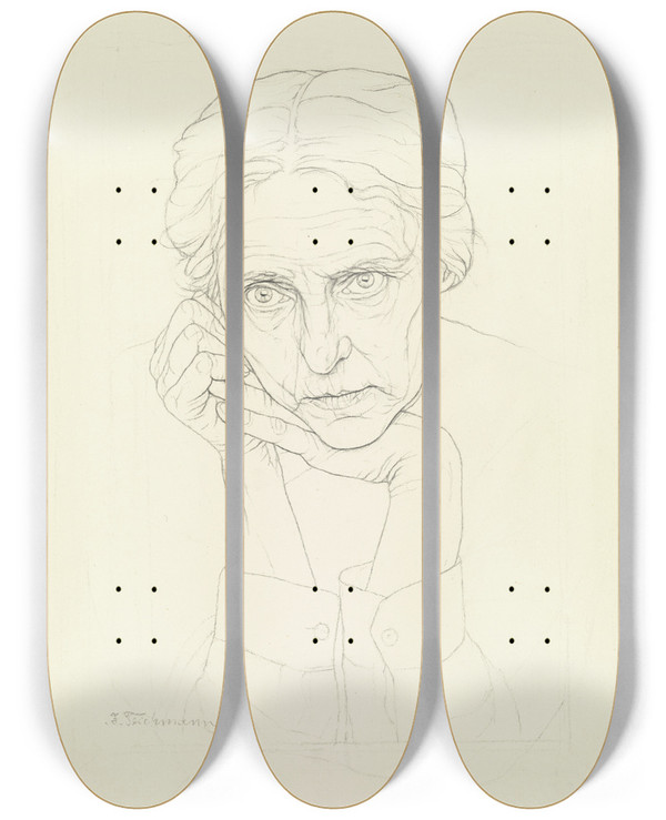 Triptych art skateboard deck of Ida Teichmann Selfportrait by Ida Teichmann