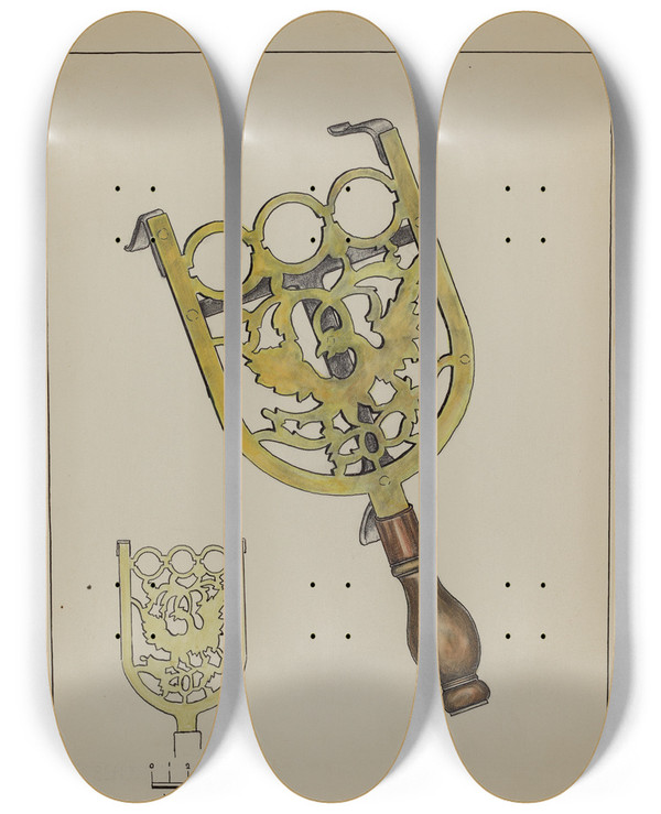 Triptych art skateboard deck of Benjamin Resnick Trivet_1 by Benjamin Resnick