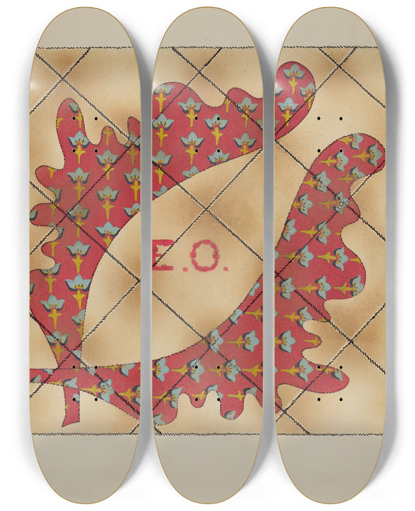 Triptych art skateboard deck of Frank Nelson Quilt_2 by Frank Nelson