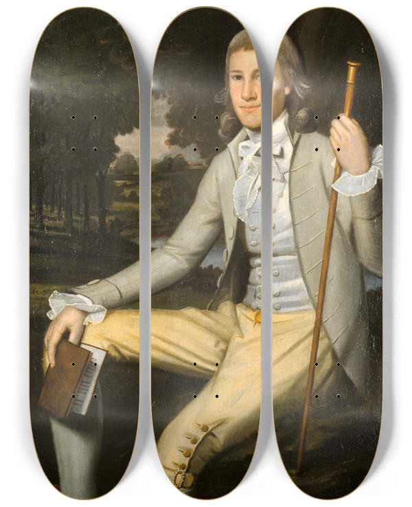 Triptych art skateboard deck of Ralph Earl Moses Seymour Jr by Ralph Earl (1751-1801)