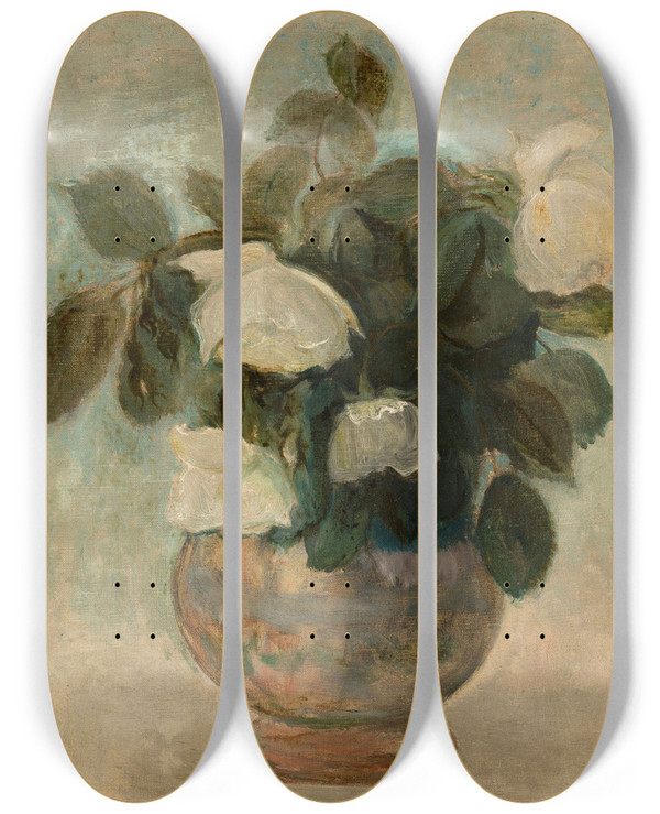 Triptych art skateboard deck of Tadeusz Makowski Biae Re by Tadeusz Makowski (1882-1932)