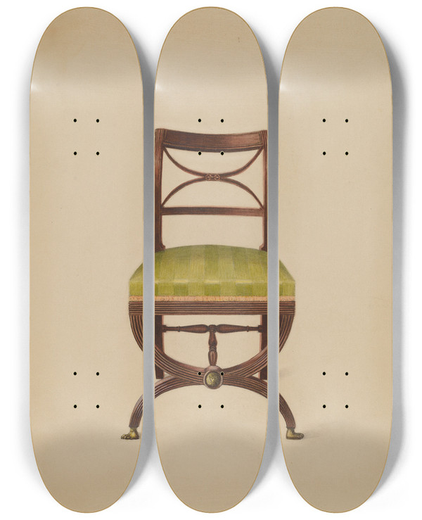 Triptych art skateboard deck of Ferdinand Cartier Side Chair_4 by Ferdinand Cartier