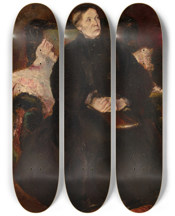 Triptych art skateboard deck of Adolphe Monticelli Portrait Of A Lady by Adolphe Monticelli (1824-1886)