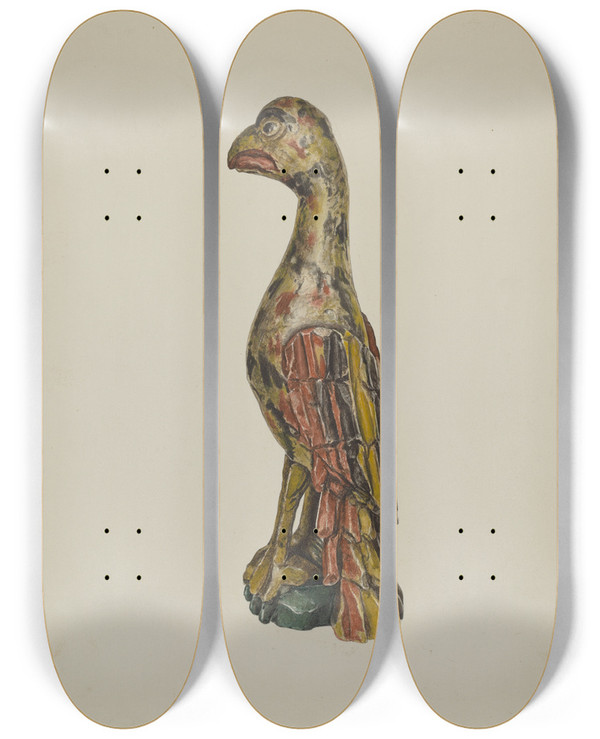 Triptych art skateboard deck of Giacinto Capelli Pa German Parrot by Giacinto Capelli (20-)