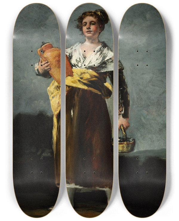 Triptych art skateboard deck of Francisco De Goya The Water Carrier by Francisco de Goya (1746-1828)