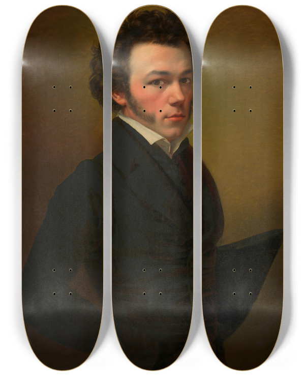 Triptych art skateboard deck of Johann Nepomuk Ender Selbstbildnis Johann Nepomuk Ender by Johann Nepomuk Ender (1793-1854)
