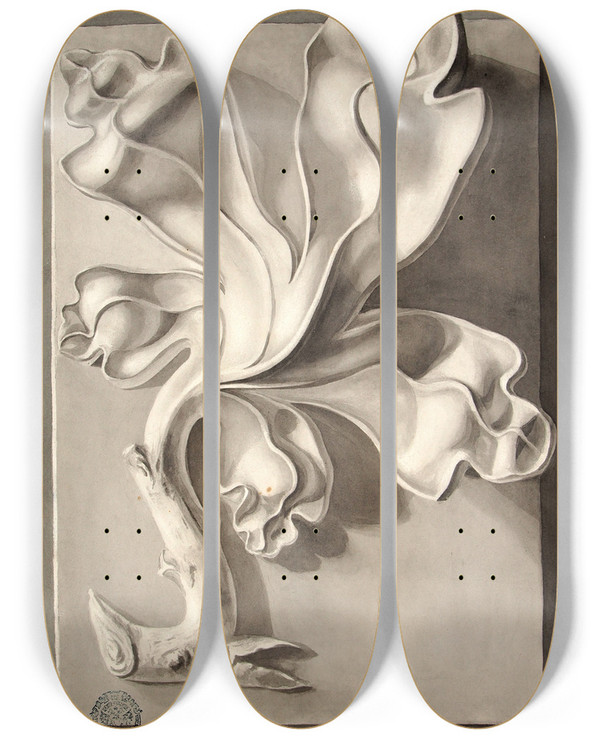 Triptych art skateboard deck of Lilly Walther Kipsakants by Lilly Walther (1866-1946)