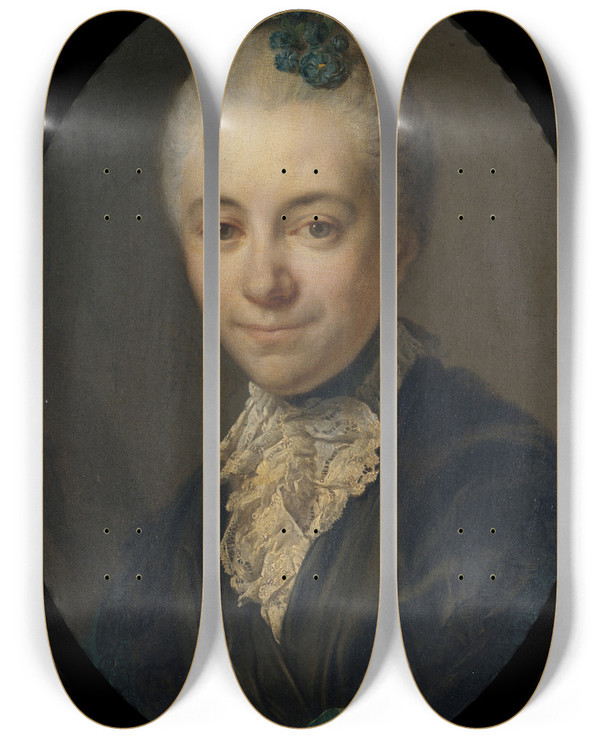 Triptych art skateboard deck of Joseph Siffred Duplessis Portrait De Femme by Joseph Siffred Duplessis (1725-1802)