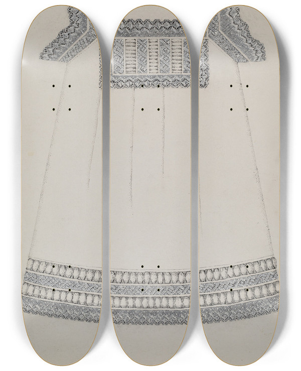 Triptych art skateboard deck of Evelyn Bailey Chemise_2 by Evelyn Bailey