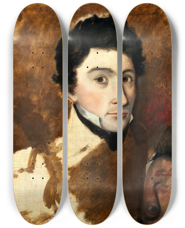 Triptych art skateboard deck of Colonel William Light Self Portrait by Colonel William Light (1786-1839)