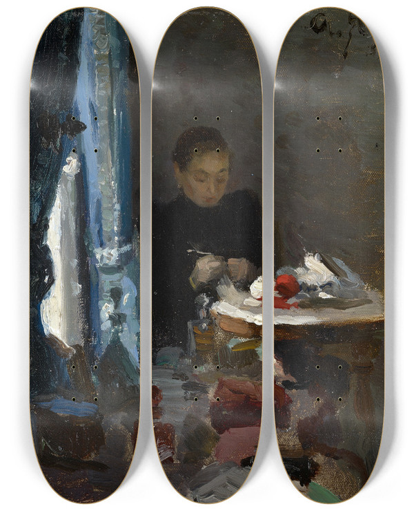 Triptych art skateboard deck of Alexej Von Jawlensky The Artists Mother by Alexej Von Jawlensky (1864-1941)