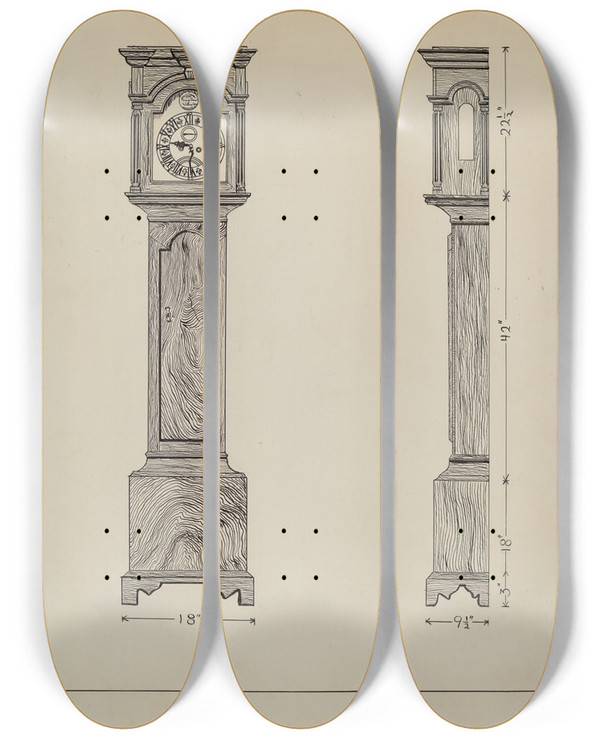 Triptych art skateboard deck of Ernest A Towers Jr Clock_2 by Ernest A Towers Jr (20-)