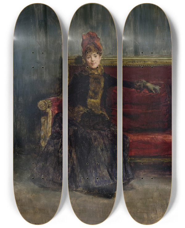 Triptych art skateboard deck of Walter Gay Seatedlady by Walter Gay (1856-1937)