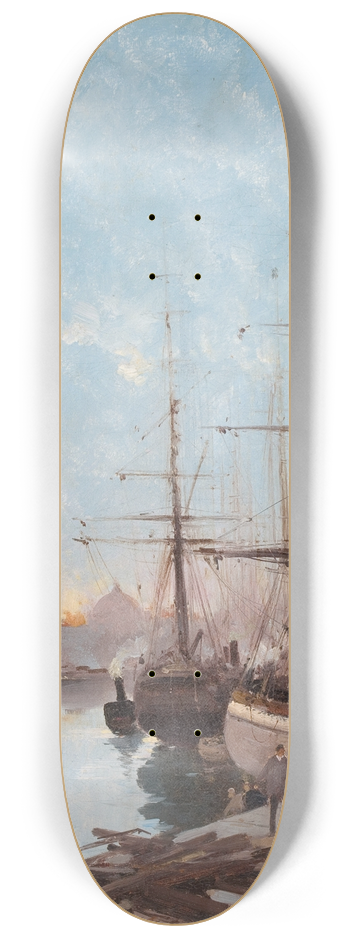 Eugne Galien-Laloue - Harbor Scene 8.25 inch art skate deck