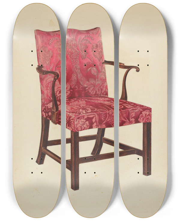 Triptych art skateboard deck of Ruth Bialostosky Side Chair_1 by Ruth Bialostosky