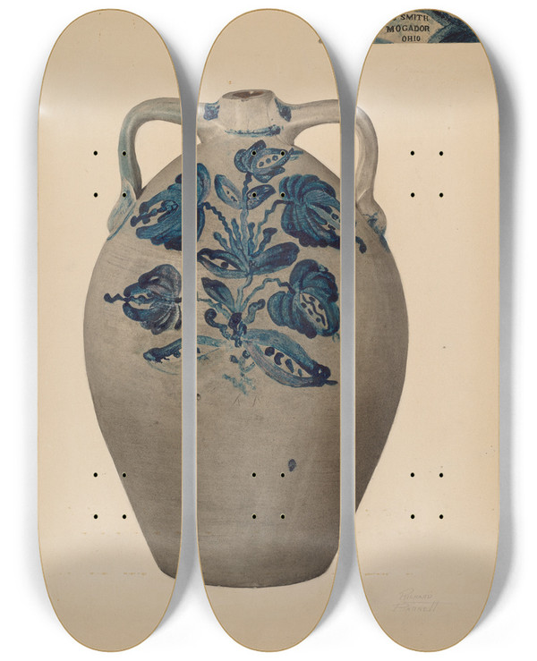 Triptych art skateboard deck of Richard Barnett Stoneware Jar_1 by Richard Barnett