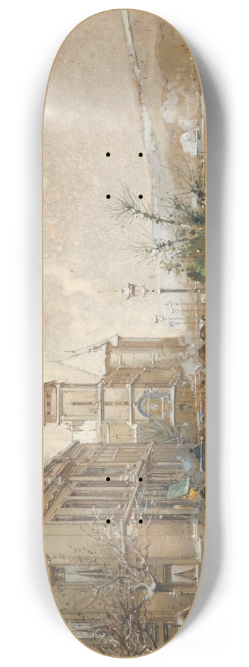 Eugne Galien-Laloue - Le March aux fleurs 8.25 inch art skate deck