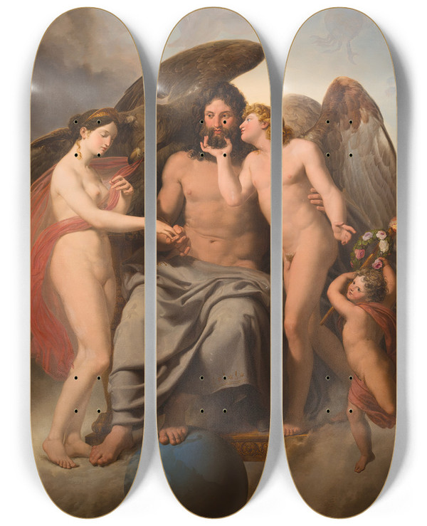 Triptych art skateboard deck of Pelagio Palagi Betrothal Of Cupid And Psyche by Pelagio Palagi (1775-1860)
