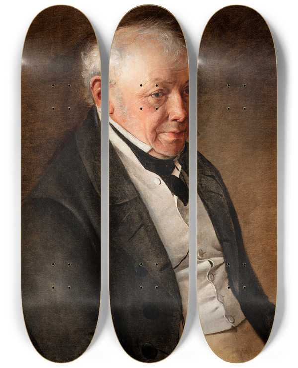 Triptych art skateboard deck of Jan Chrucki Portrait Of Ksawery Bbnowski Artists Fatherinlaw Captain In Kociuszkos Army by Jan Chrucki (1810-1885)