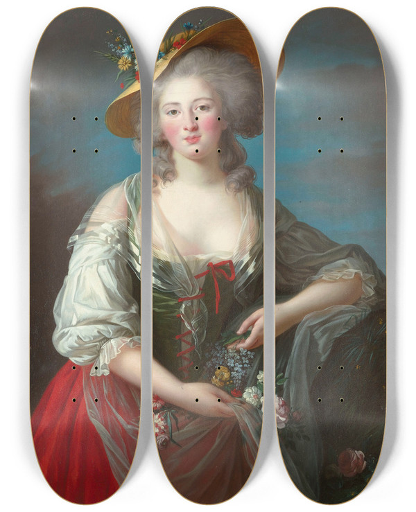 Triptych art skateboard deck of Elisabeth Louise Vige Le Brun Elisabethphilippemariehlne De France Dite Madame Elisabeth by Elisabeth Louise Vigee Le Brun (1755-1842)
