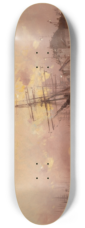 Eugne Galien-Laloue - Port Breton au crpuscule 8.25 inch art skate deck