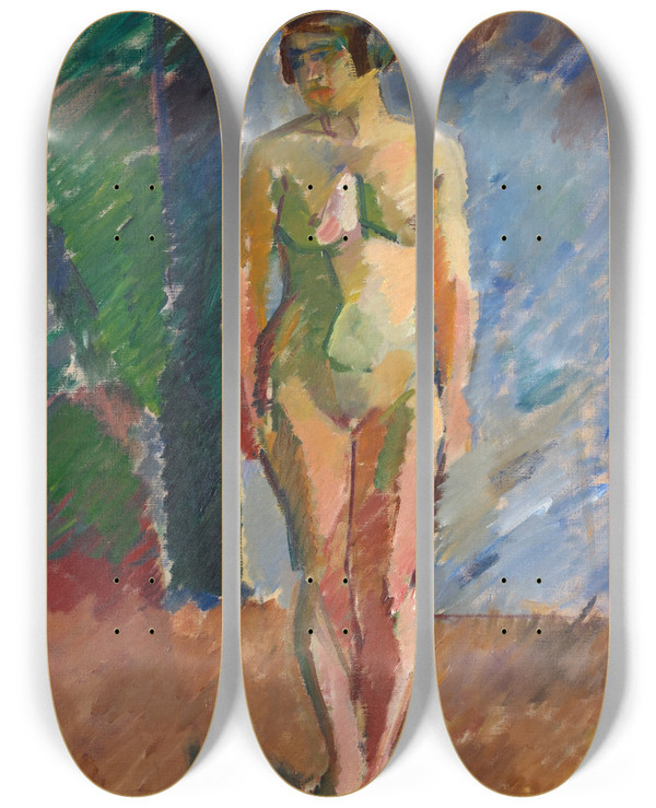 Triptych art skateboard deck of Karl Isakson Standing Model by Karl Isakson (1878-1922)